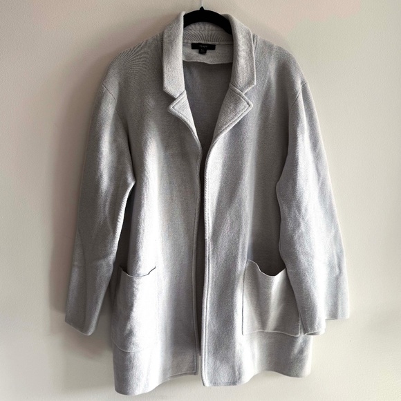 J.Crew Sophie Open Front Sweater Blazer Women’s XL Light Gray Office Workwear - Picture 3 of 8
